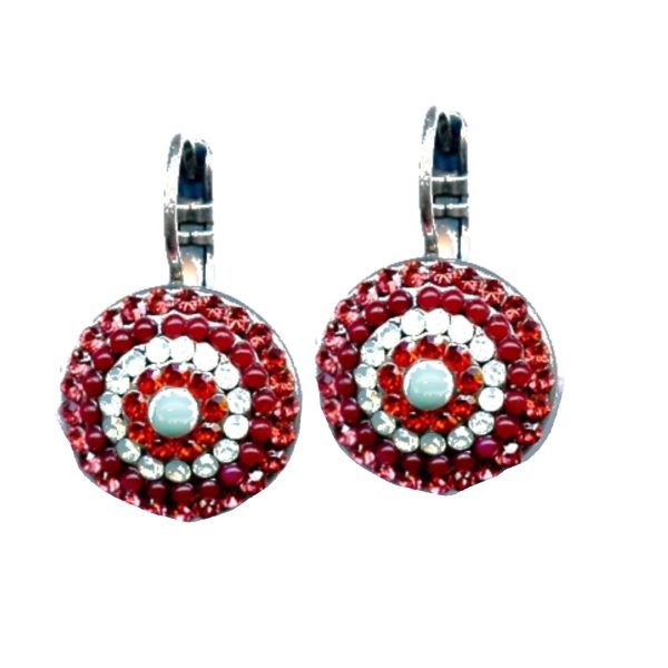 Earrings By Mariana Woman Chic Apple Green and Padparascha Swarovski Crystals