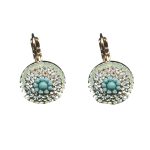 Earrings By Mariana Woman Turquoise mineral and Carribean Swarovski Crystals