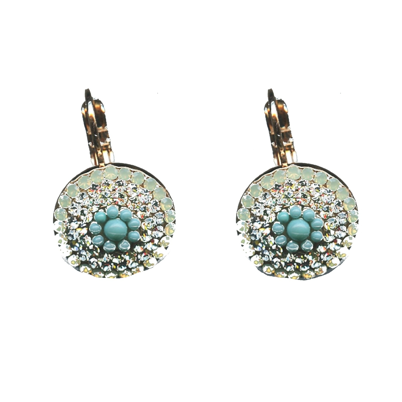 E-1193-1065-SP6 Earrings By Mariana Woman Turquoise mineral and Carribean Swarovski Crystals - Image 1