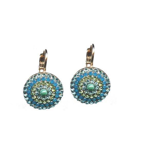 Earrings By Mariana Woman Eye-Catching Turquoise and Green Swarovski Crystals