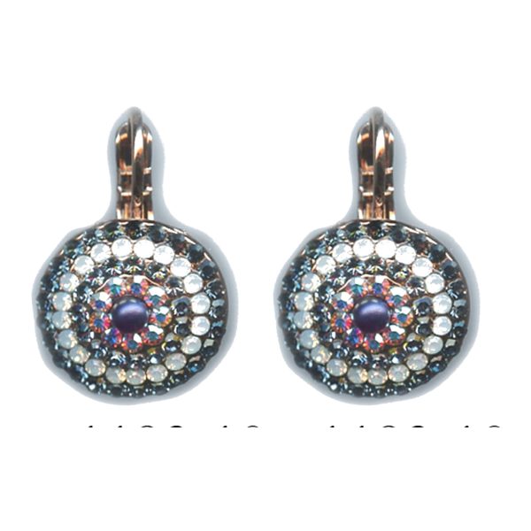 Earrings By Mariana Woman Vibrant White Opal and Montana Blue Swarovski Crystals