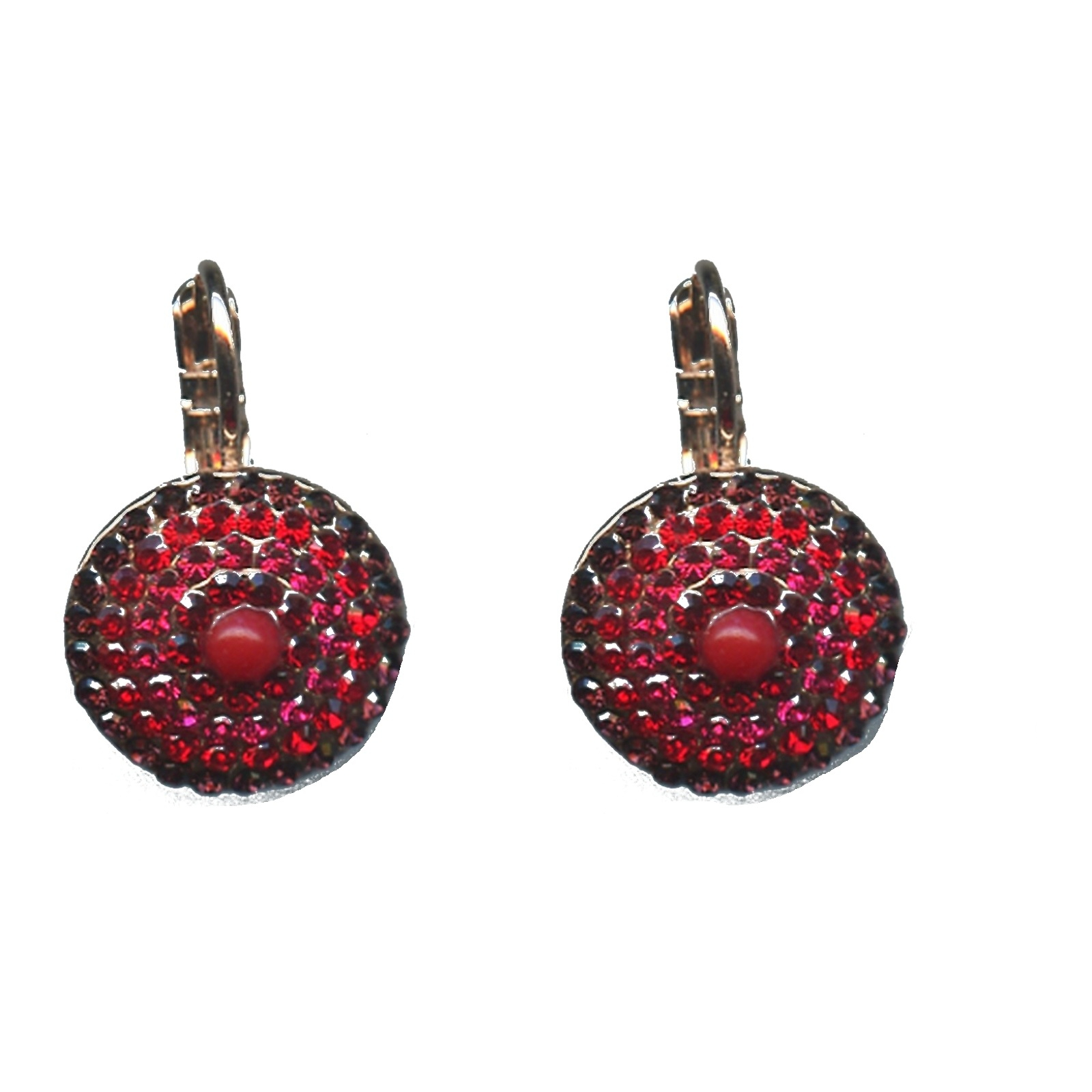 E-1193-1070-SP6 Earrings By Mariana Woman Striking Siam and Ruby and Burgundy Swarovski Crystals - Image 1