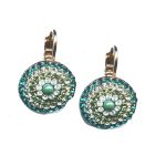 Earrings By Mariana Woman Chic Turquoise Mineral and Peridot Swarovski Crystals - Image 2