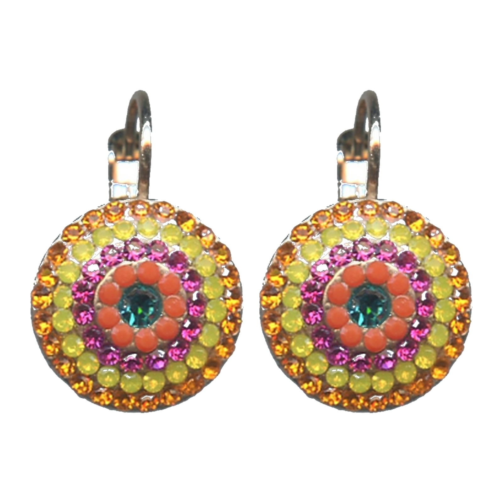 E-1193-1077-SP6 Earrings By Mariana Woman Chic Turquoise Mineral and Blues Swarovski Crystals - Image 1