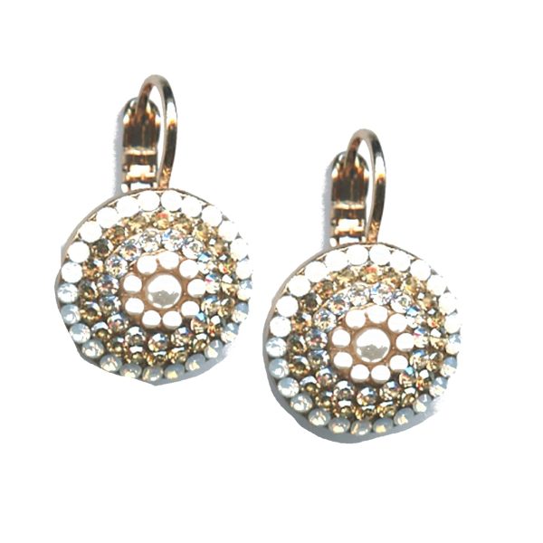 Earrings By Mariana Woman Clear and White Opal and Golden Swarovski Crystals