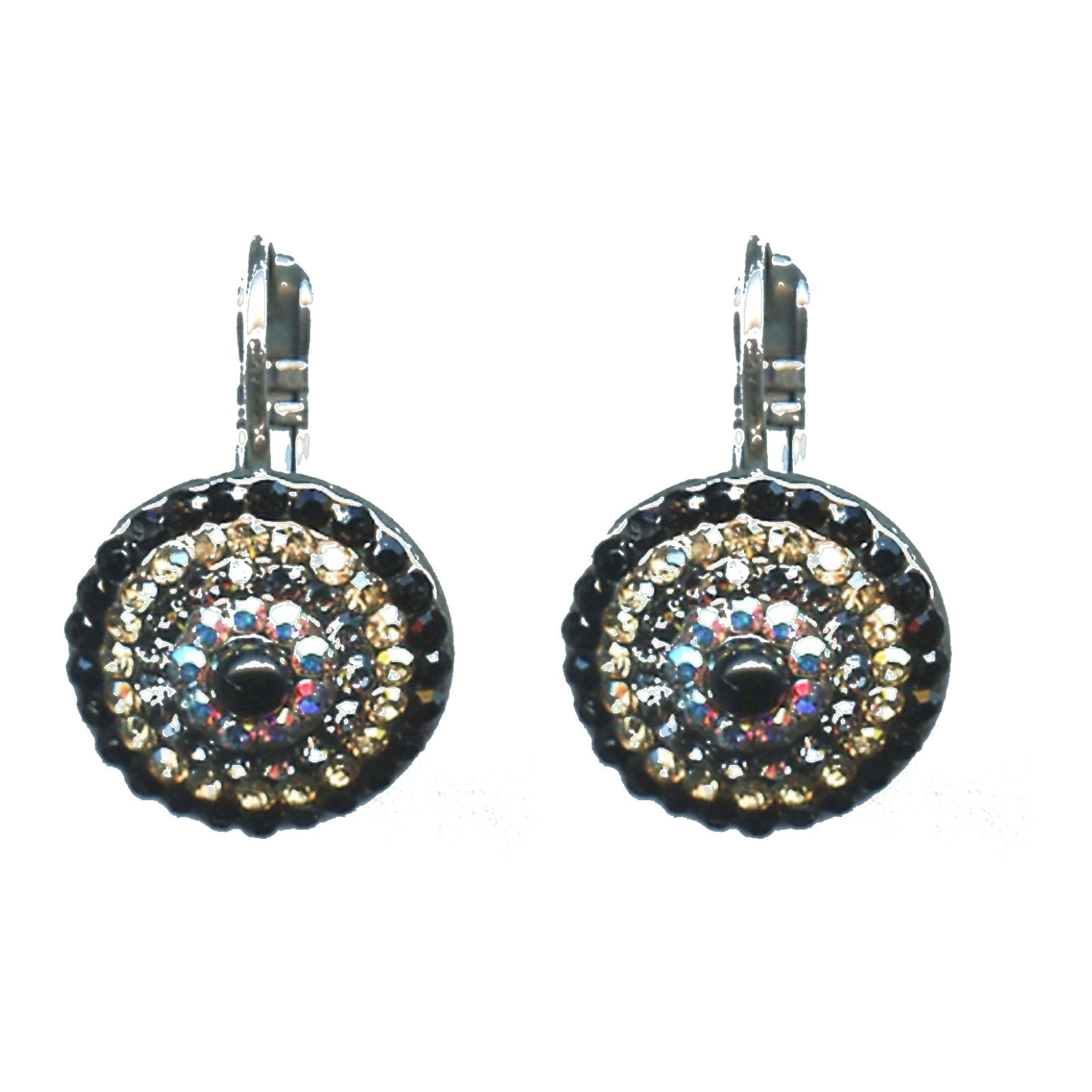 E-1193-1094-SP6 Earrings By Mariana Woman Captivating Morion and Silver Night Swarovski Crystals - Image 1