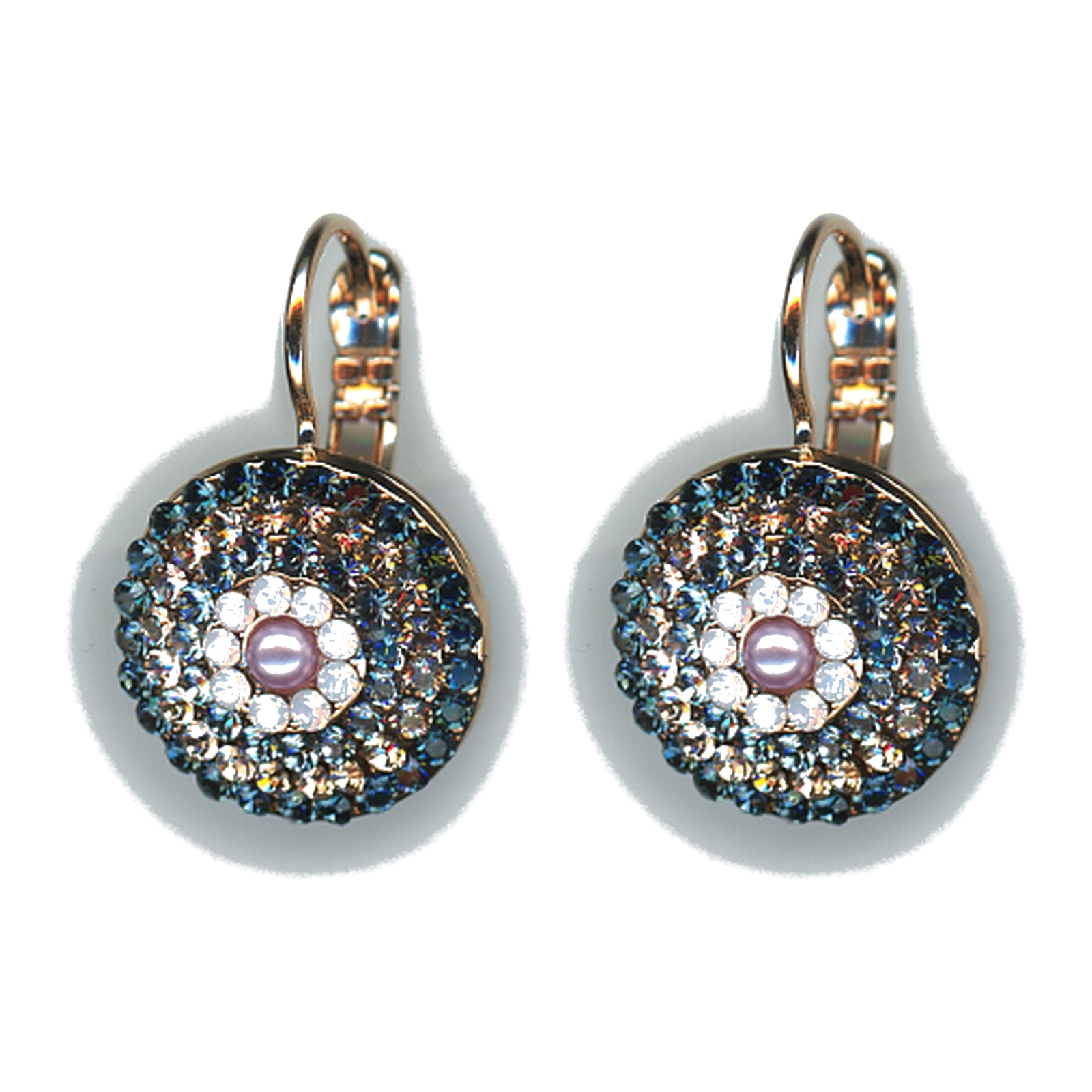 E-1193-1118-SP6 Earrings By Mariana Woman Chic Montana Blue and Golden Shadow Swarovski Crystals - Image 1
