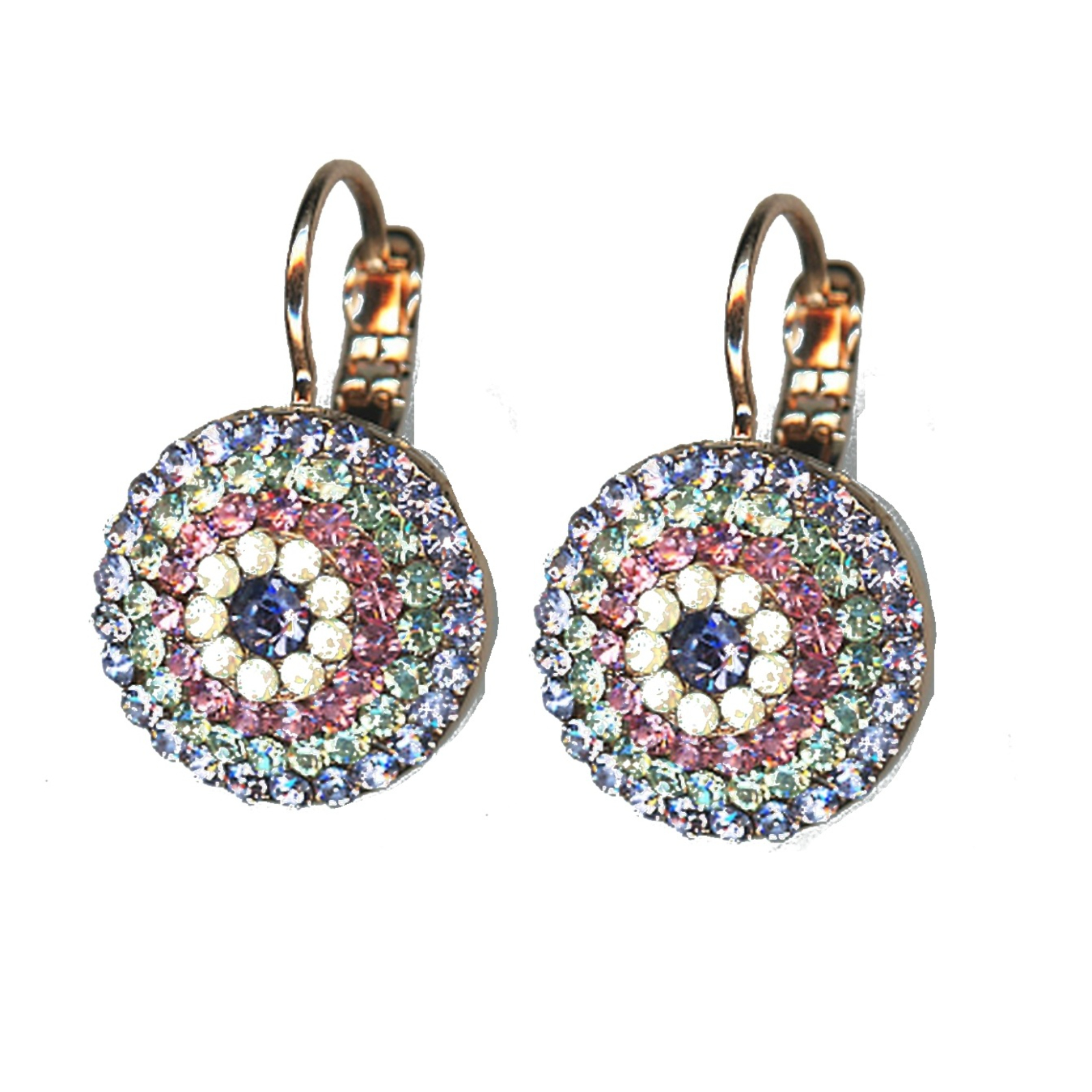 E-1193-1122-SP6 Earrings By Mariana Woman Stylish Cyclamen Opal and Tanzanite Swarovski Crystals - Image 1