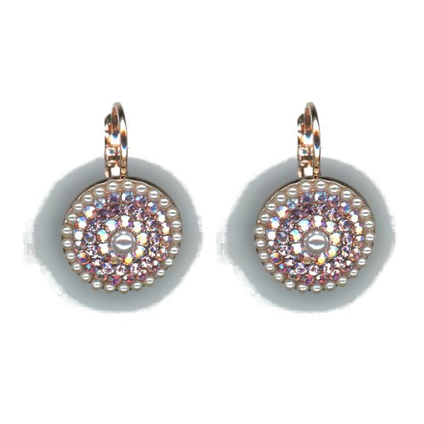 Earrings By Mariana Woman Chic Rose Opal and Golden Shadow Swarovski Crystals