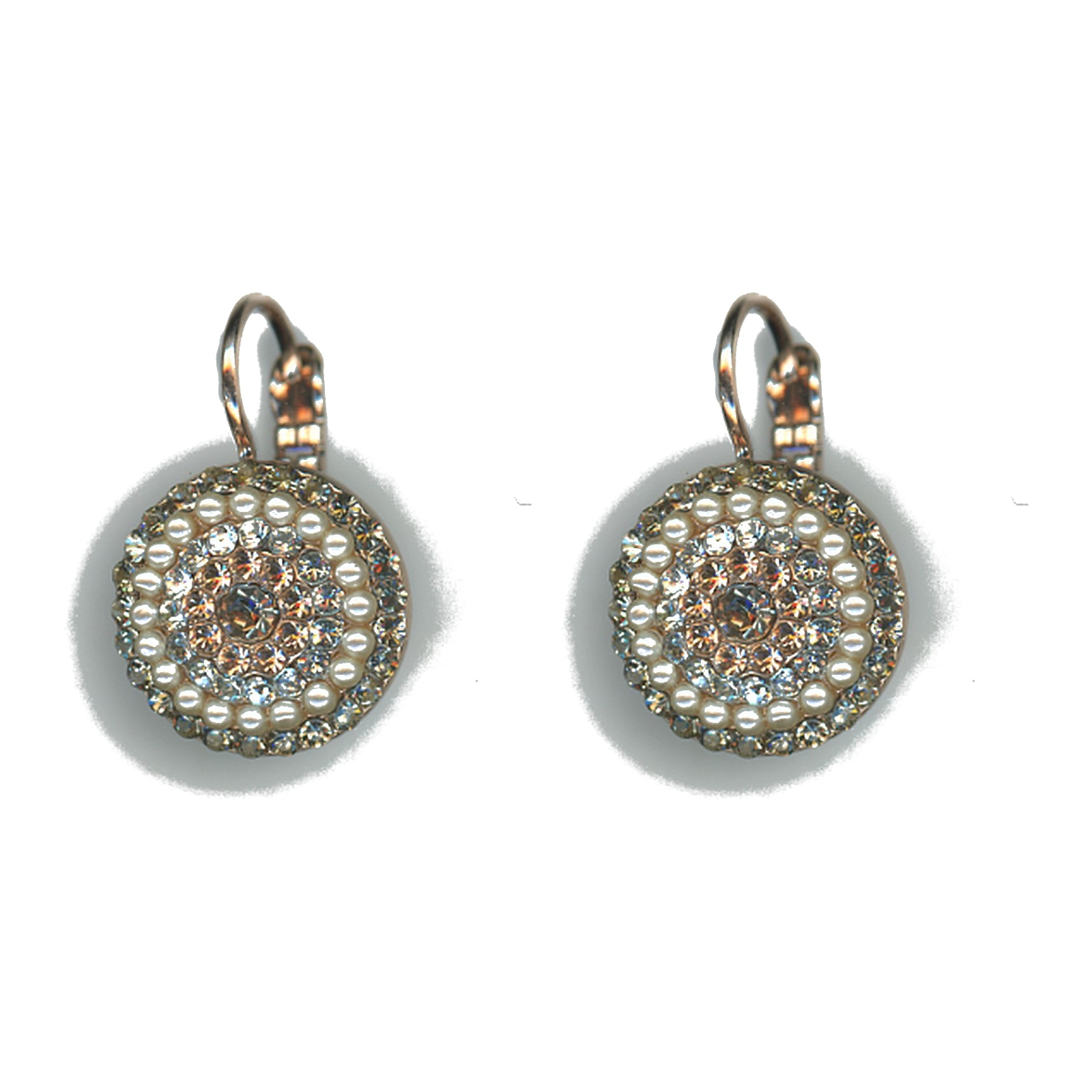 E-1193-1132-SP6 Earrings By Mariana Woman Glamorous Pearl and Golden Shadow Swarovski Crystals - Image 1