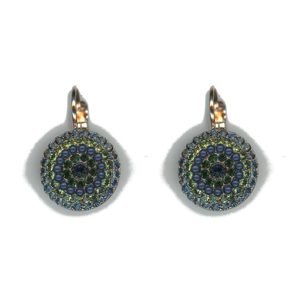 Earrings By Mariana Woman Montana Blue and Emerald and Swarovski Crystals