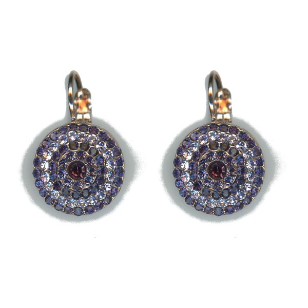 Earrings By Mariana Woman Amethyst and Tanzanite and Cyclamen Swarovski Crystals