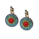 Earrings By Mariana Woman Chic Peridot Green and Hyacinth Swarovski Crystals - Image 2
