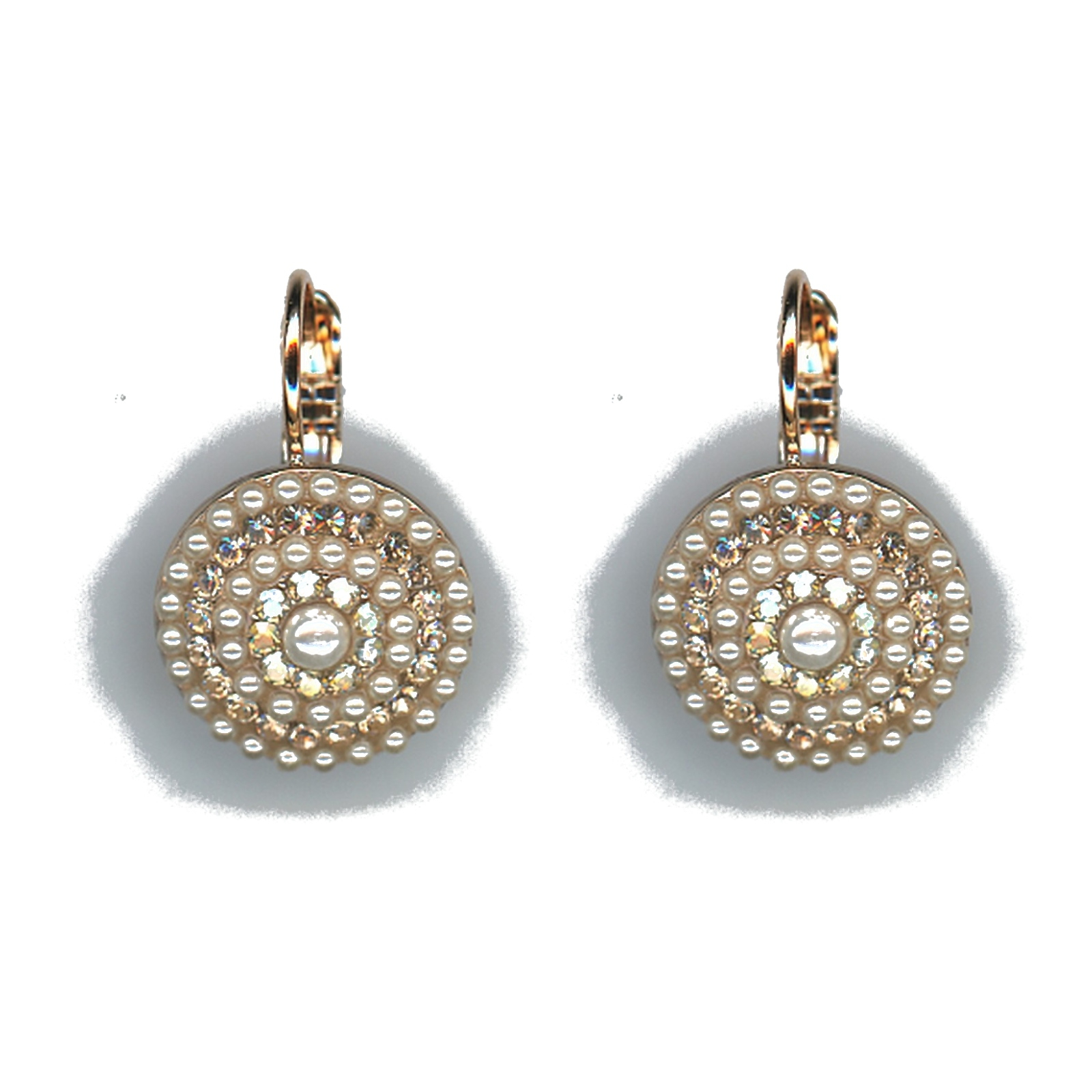 E-1193-1144-SP6 Earrings By Mariana Woman Chic Golden Shadow and Light Peach Swarovski Crystals - Image 1