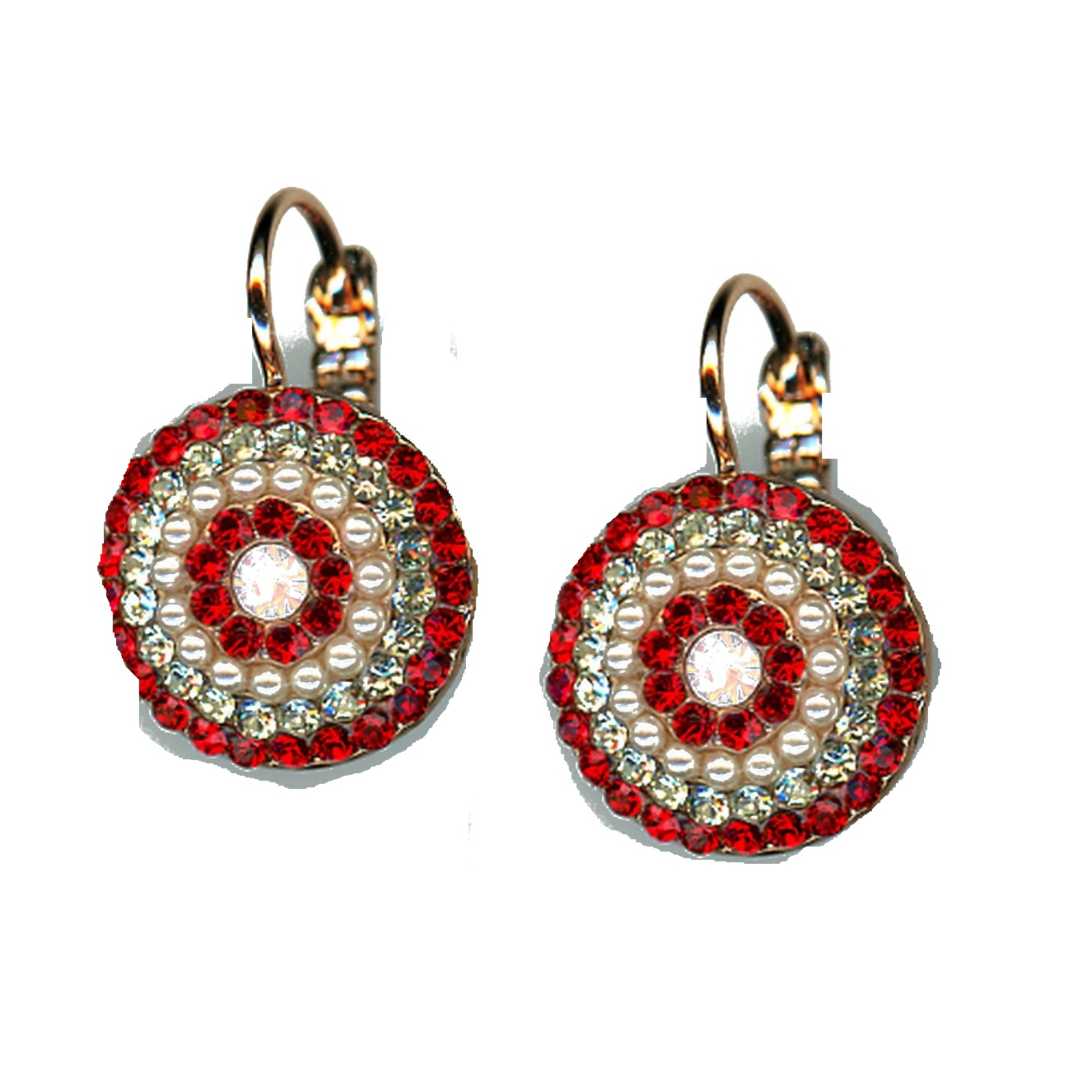 E-1193-1156-SP6 Earrings By Mariana Woman Luxurious Amethyst and Rose Swarovski Crystals - Image 1
