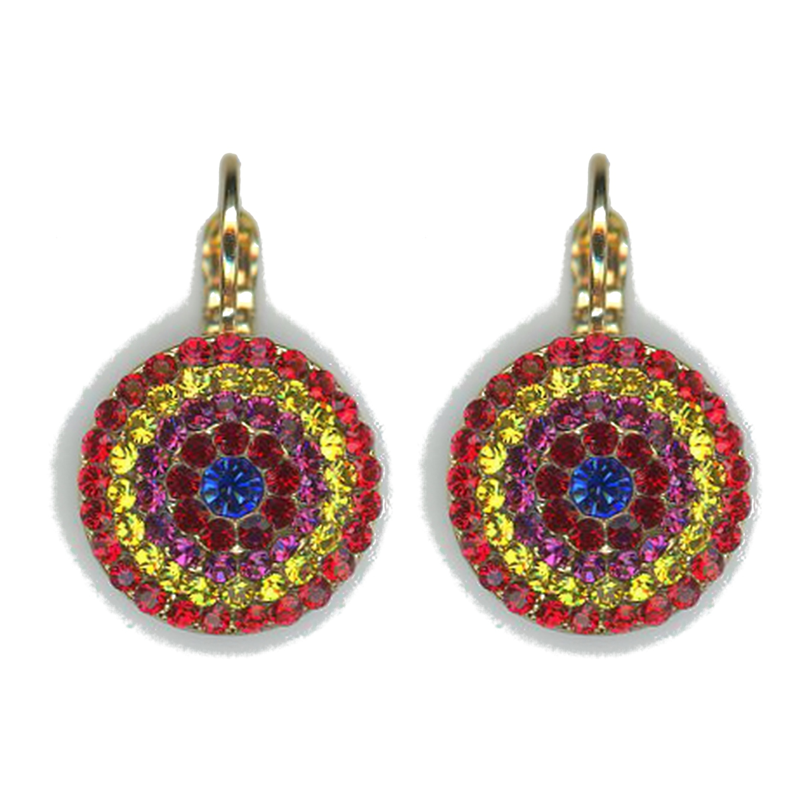 E-1193-1161-SP6 Earrings By Mariana Woman Charming Royal Blue and Yellow Swarovski Crystals - Image 1