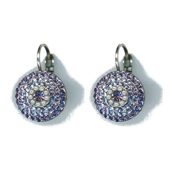 Earrings By Mariana Woman Denim Blue and Pacific Opal and Swarovski Crystals