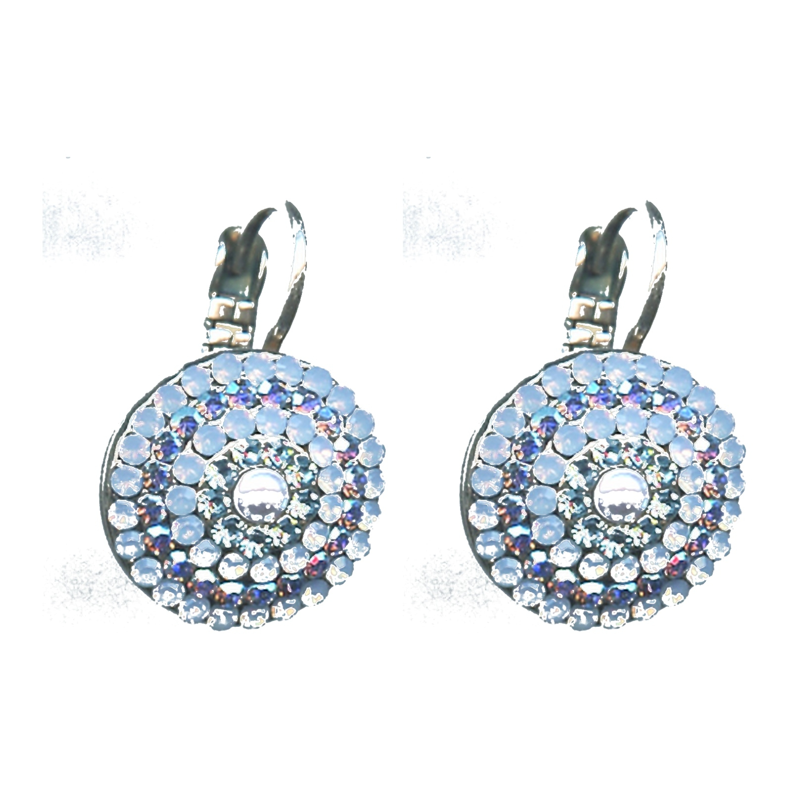 E-1193-1343-SP6 Earrings By Mariana Woman Striking Pale Blue and Frosted Blue Swarovski Crystals - Image 1