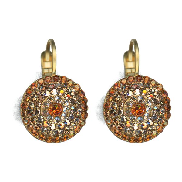 Earrings By Mariana Woman Light Smoked Topaz and Golden Swarovski Crystals