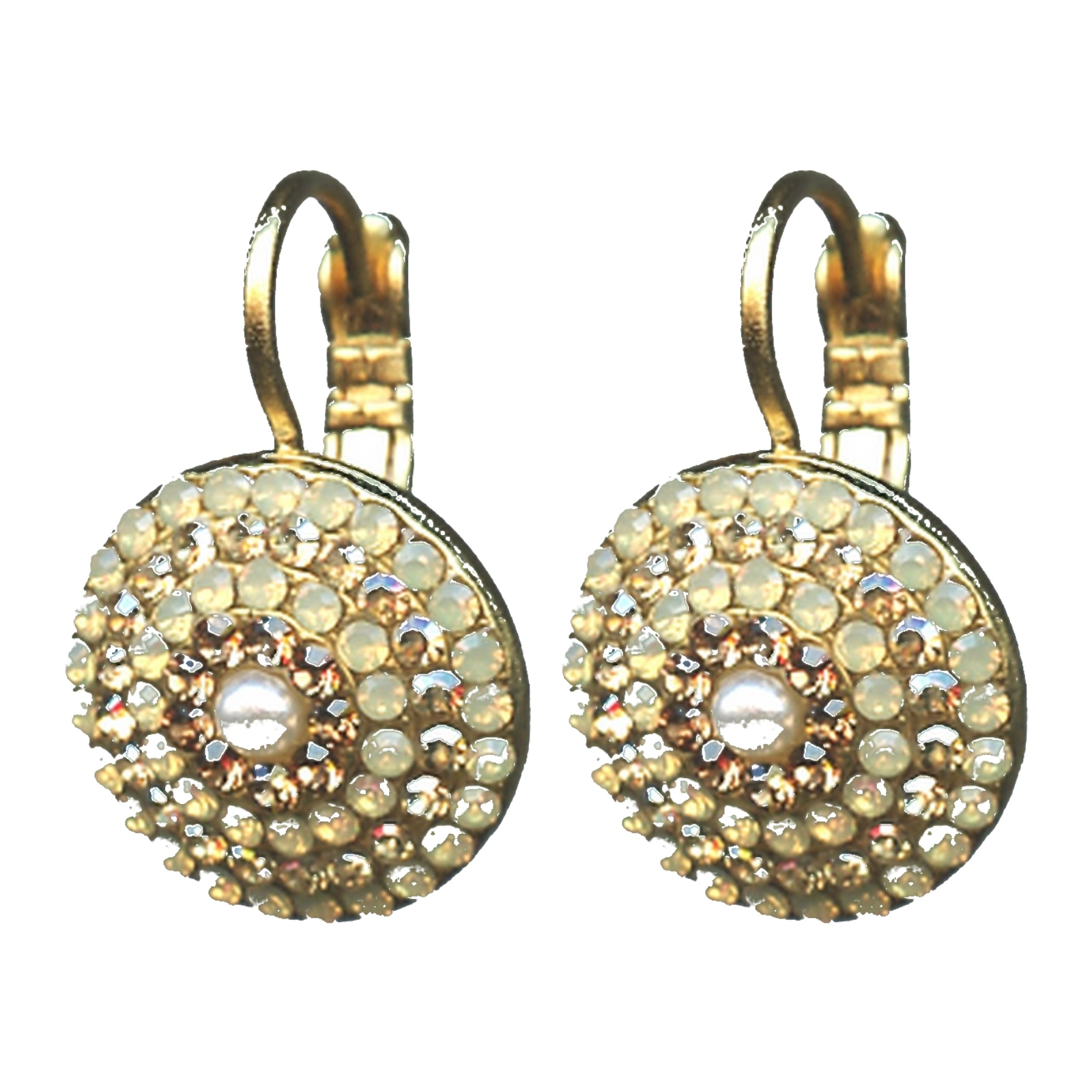E-1193-13970-SP6 Earrings By Mariana Woman Sand Opal and Golden Shadow and Swarovski Crystals - Image 1