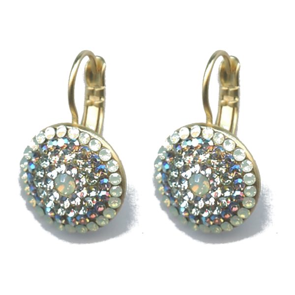 Earrings By Mariana Woman Chrysolite Opal and Clear and AB Swarovski Crystals