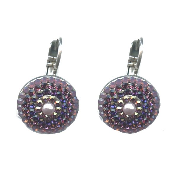Earrings By Mariana Woman Lavender Opalescent and Purple AB Swarovski Crystals