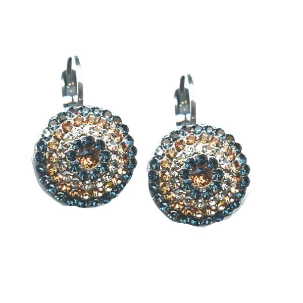 Earrings By Mariana Woman Chic Denim Blue and Black Diamond Swarovski Crystals