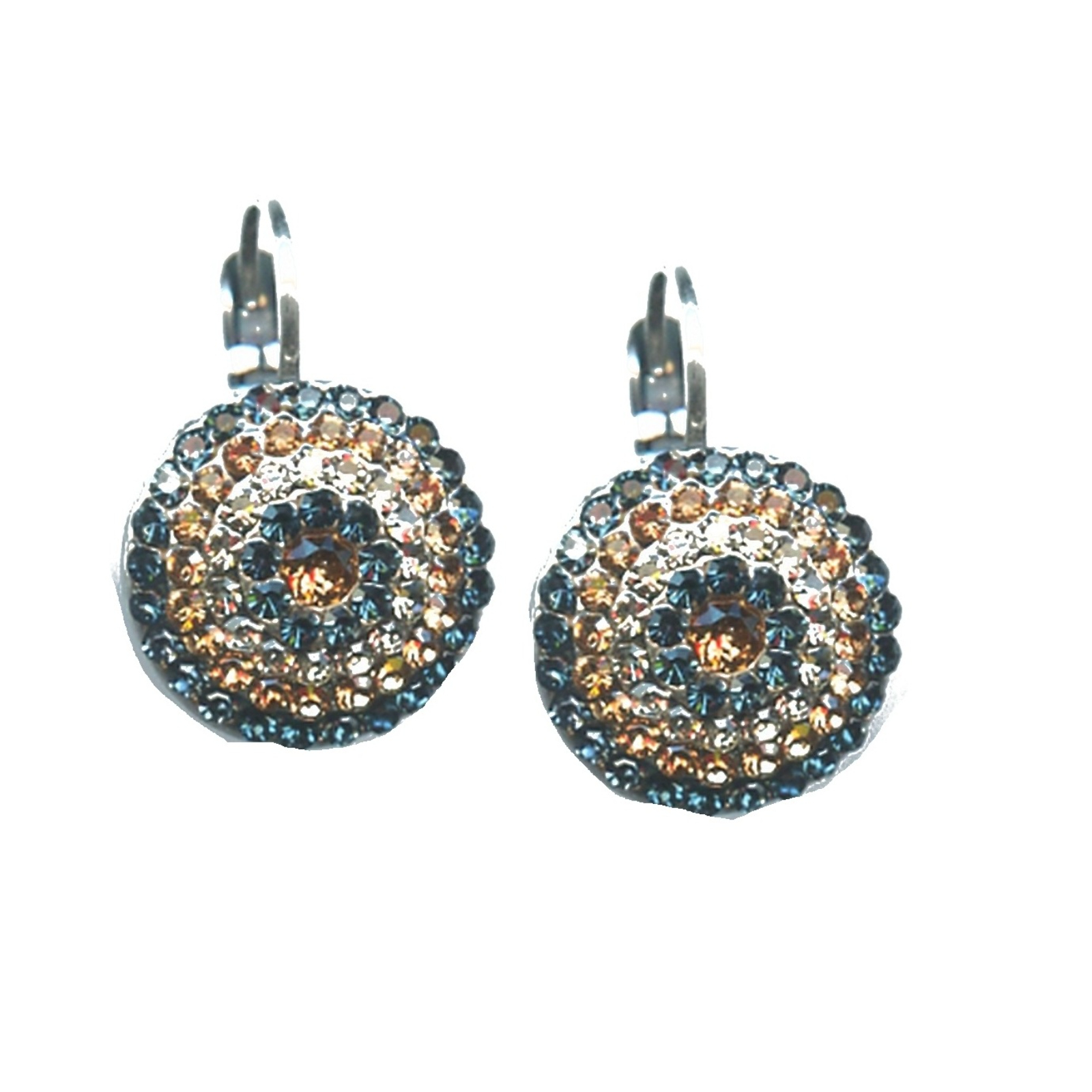 E-1193-2076-SP6 Earrings By Mariana Woman Chic Denim Blue and Black Diamond Swarovski Crystals - Image 1