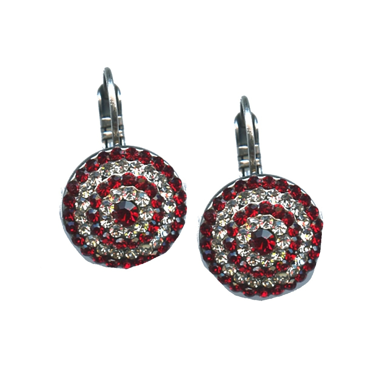 E-1193-208-4-SP6 Earrings By Mariana Woman Beautiful Siam and Clear Swarovski Crystals - Image 1