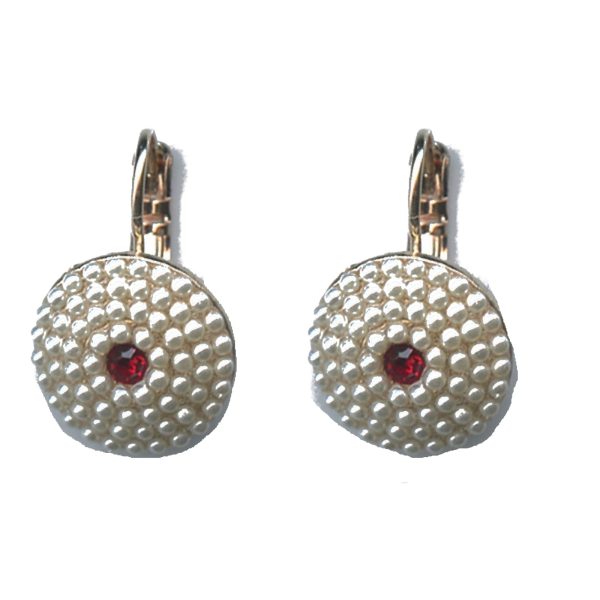 Earrings By Mariana Woman Beautiful Pearl Mineral and Siam Swarovski Crystals