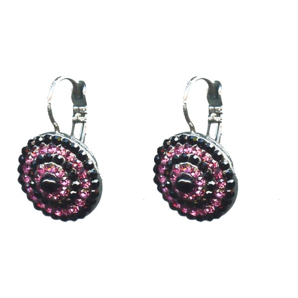 Earrings By Mariana Woman Eye-Catching Rose and Jet Swarovski Crystals