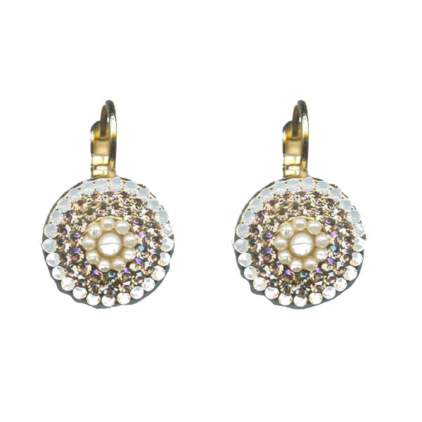 Earrings By Mariana Woman Golden Yellow and Light Lavendar Swarovski Crystals