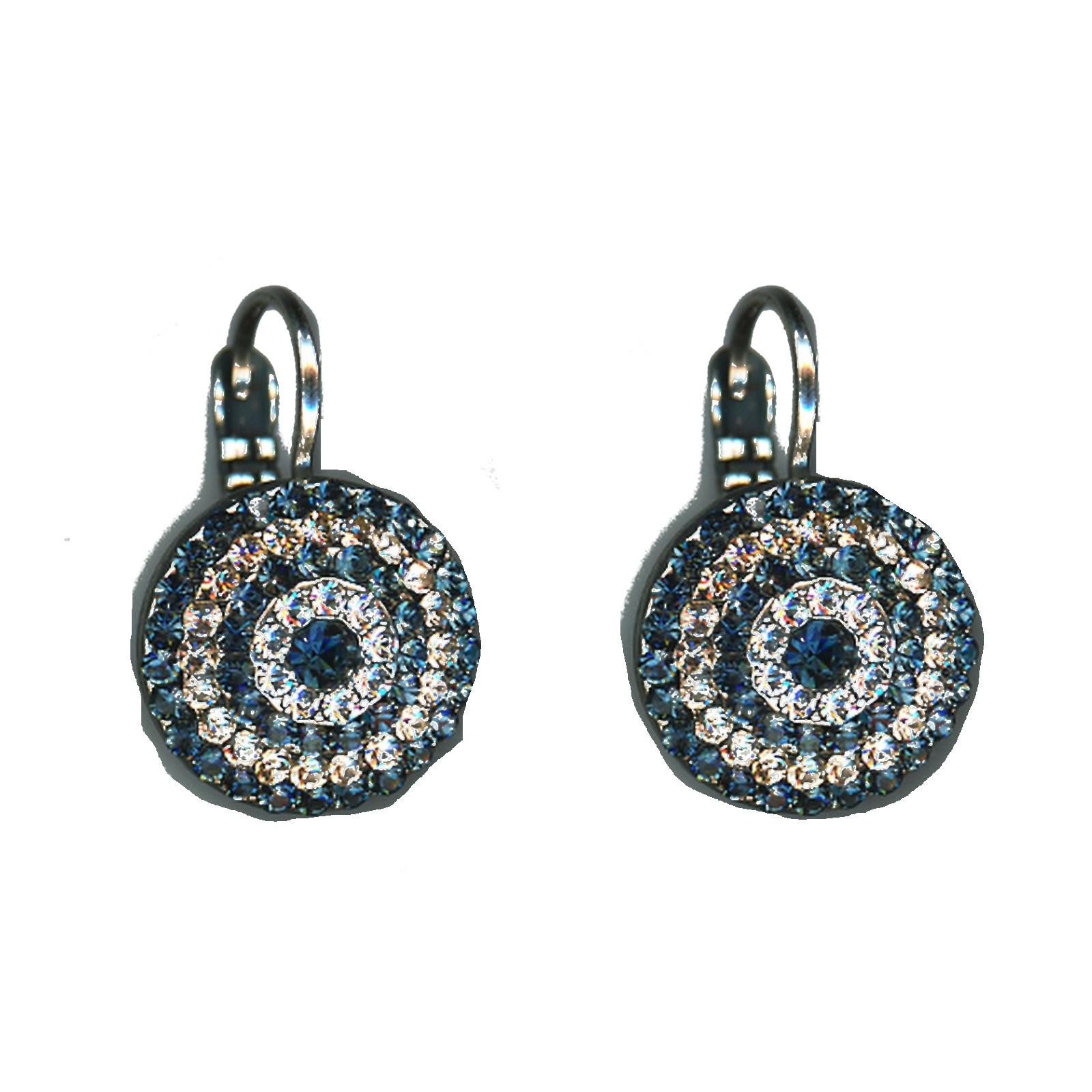 E-1193-2142-SP6 Earrings By Mariana Woman Chic Light Topaz and Montana Blue Swarovski Crystals - Image 1