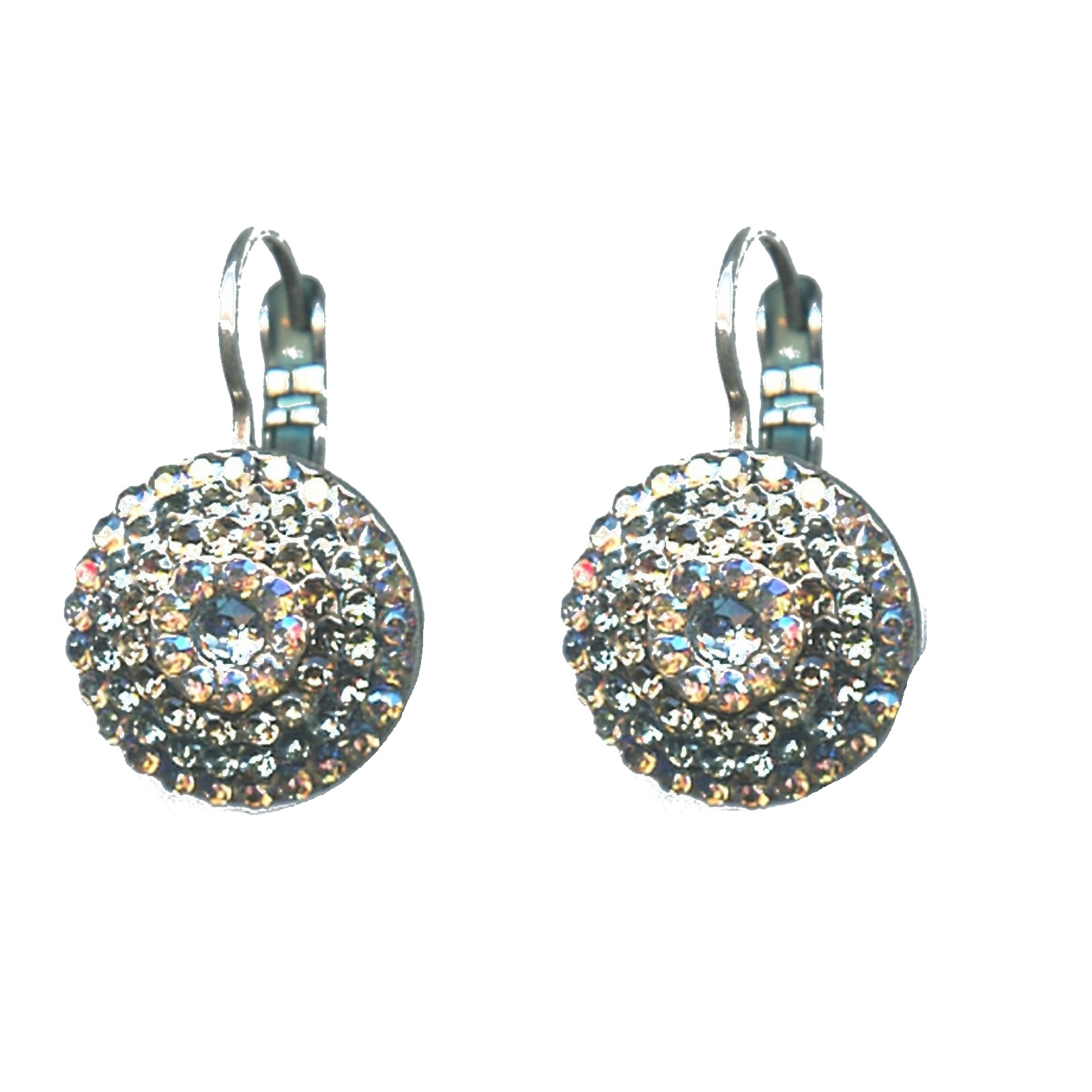 E-1193-215-3-SP6 Earrings By Mariana Woman Luminous Black Diamond and Greige Swarovski Crystals - Image 1