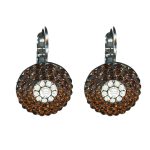 Earrings By Mariana Woman Chic Smoked Topaz and Cream pearl Swarovski Crystals - Image 2