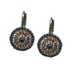 Earrings By Mariana Woman Light Smoked Topaz and Black Swarovski Crystals