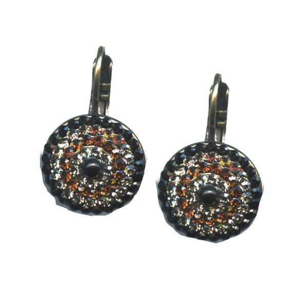 Earrings By Mariana Woman Light Smoked Topaz and Black Swarovski Crystals