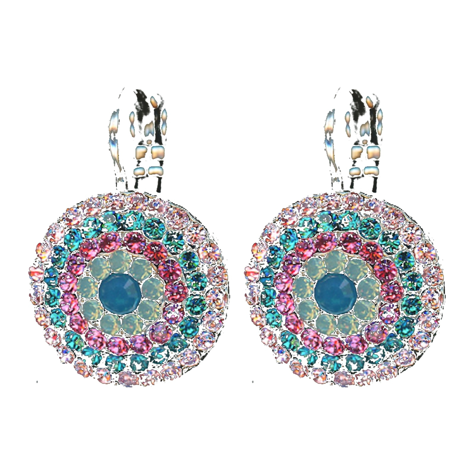 E-1193-229-5-SP6 Earrings By Mariana Woman Light Topaz and Siam and Emerald Swarovski Crystals - Image 1