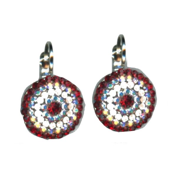 Earrings By Mariana Woman Crimson Red and Iridescent Crystal Swarovski Crystals