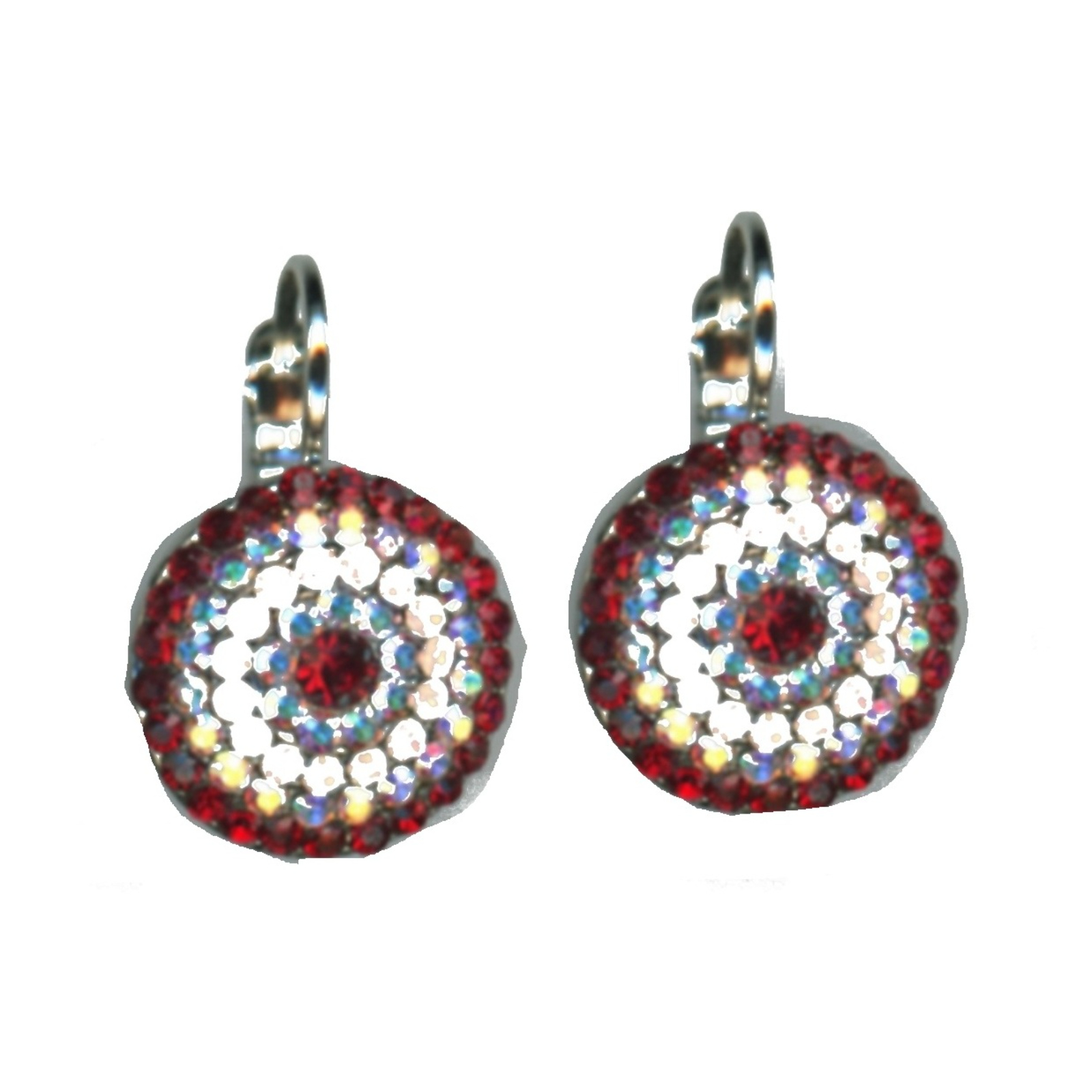 E-1193-2300-SP6 Earrings By Mariana Woman Crimson Red and Iridescent Crystal Swarovski Crystals - Image 1