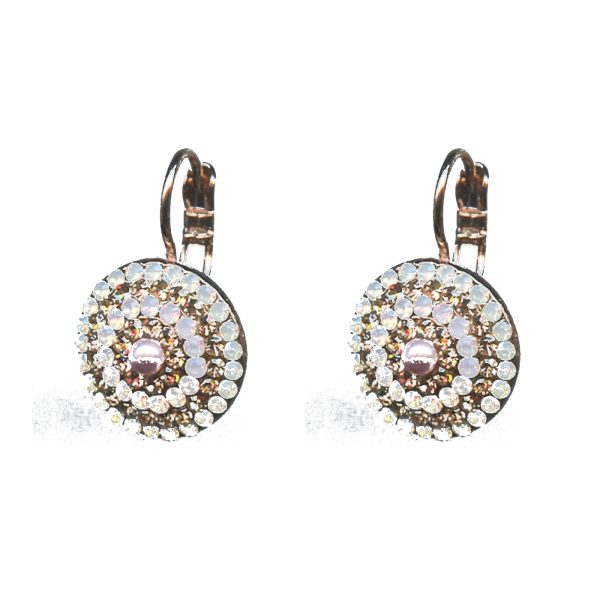 Earrings By Mariana Woman Pink Opal and Silk and Light Peach Swarovski Crystals
