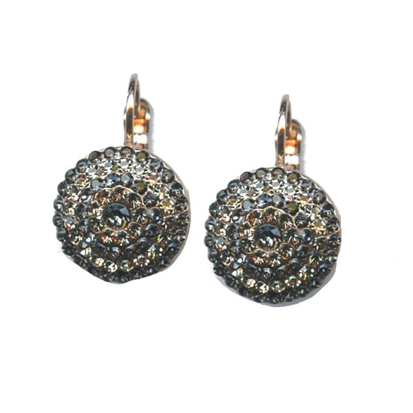 Earrings By Mariana Woman Modern Morion and Bl.Diamond Swarovski Crystals