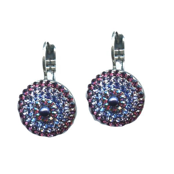 Earrings By Mariana Woman Eye-Catching Capri Blue and Fuchsia Swarovski Crystals