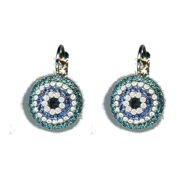 Earrings By Mariana Woman Cream Pearl and Crystals: Sapphire Swarovski Crystals