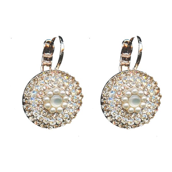 Earrings By Mariana Woman Chic Cream pearl and Golden shadow Swarovski Crystals