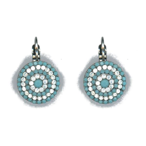 Earrings By Mariana Woman Chic Turquoise and White Shell Swarovski Crystals