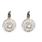 Earrings By Mariana Woman Vibrant White Opal and Clear Swarovski Crystals