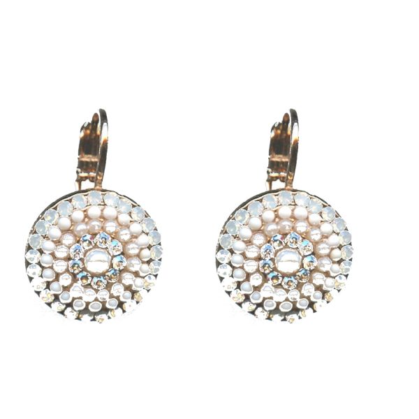 Earrings By Mariana Woman Vibrant White Opal and Clear Swarovski Crystals