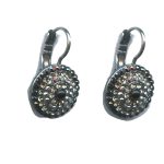 Earrings By Mariana Woman Hematite and Clear and Black Swarovski Crystals