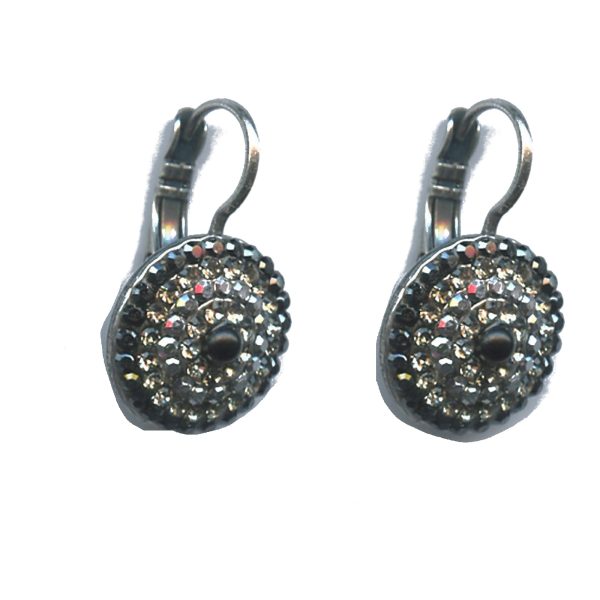 Earrings By Mariana Woman Hematite and Clear and Black Swarovski Crystals
